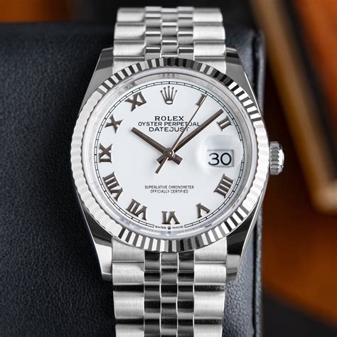 rolex datejust 36 18k|Rolex Datejust 36mm white dial.